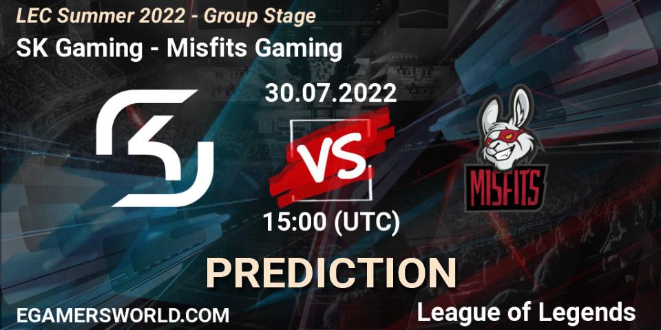 Prognose für das Spiel SK Gaming VS Misfits Gaming. 30.07.22. LoL - LEC Summer 2022 - Group Stage