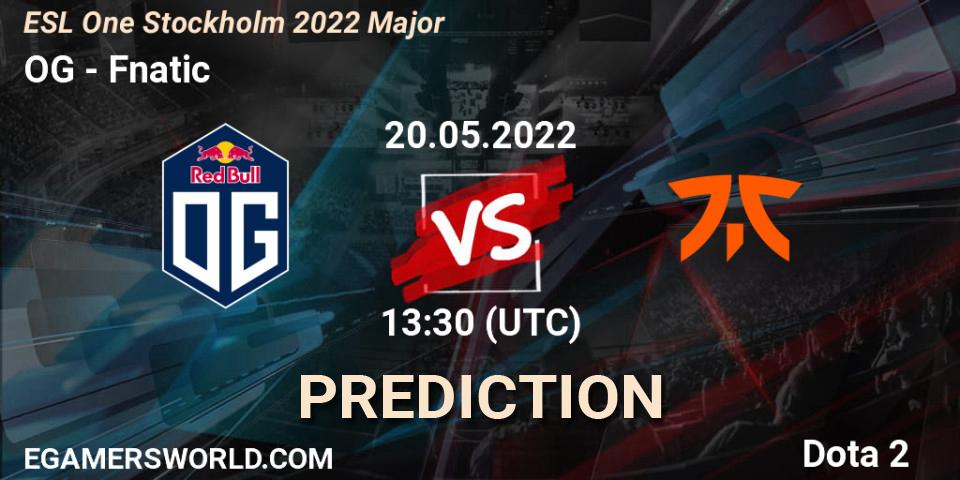 Prognose für das Spiel OG VS Fnatic. 20.05.22. Dota 2 - ESL One Stockholm 2022 Major