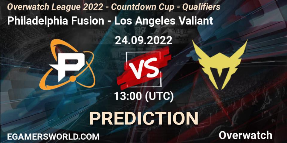 Prognose für das Spiel Philadelphia Fusion VS Los Angeles Valiant. 24.09.22. Overwatch - Overwatch League 2022 - Countdown Cup - Qualifiers