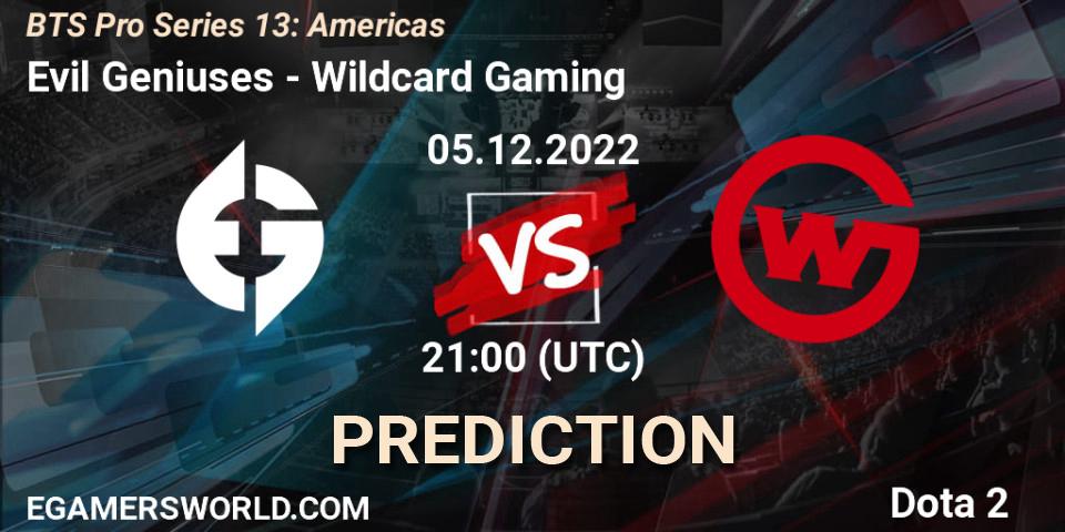 Prognose für das Spiel Evil Geniuses VS Wildcard Gaming. 05.12.22. Dota 2 - BTS Pro Series 13: Americas