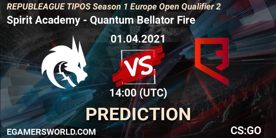 Prognose für das Spiel Spirit Academy VS Quantum Bellator Fire. 01.04.21. CS2 (CS:GO) - REPUBLEAGUE TIPOS Season 1 Europe Open Qualifier 2