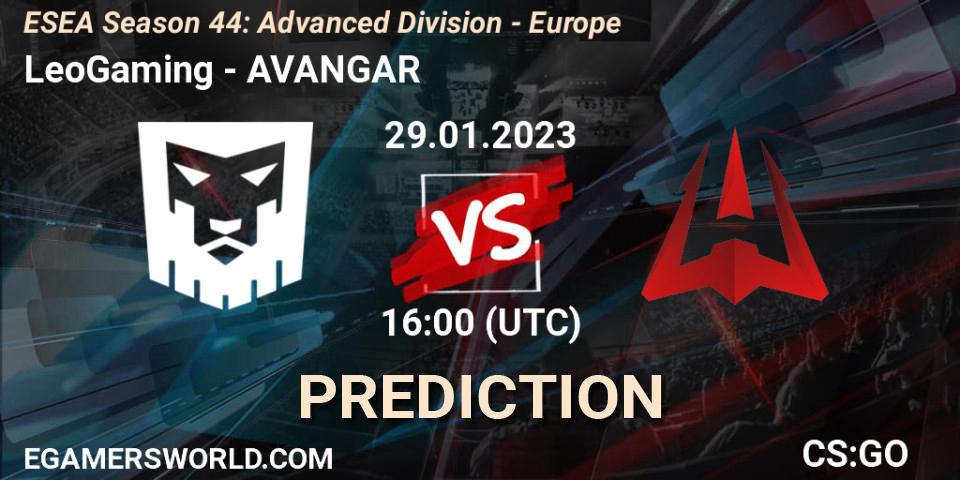 Prognose für das Spiel LeoGaming VS AVANGAR. 29.01.23. CS2 (CS:GO) - ESEA Season 44: Advanced Division - Europe