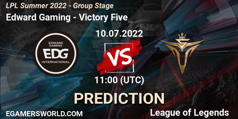 Prognose für das Spiel Edward Gaming VS Victory Five. 10.07.22. LoL - LPL Summer 2022 - Group Stage