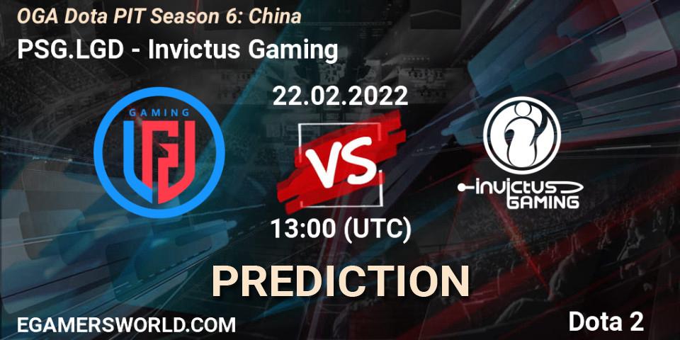 Prognose für das Spiel PSG.LGD VS Invictus Gaming. 22.02.22. Dota 2 - OGA Dota PIT Season 6: China