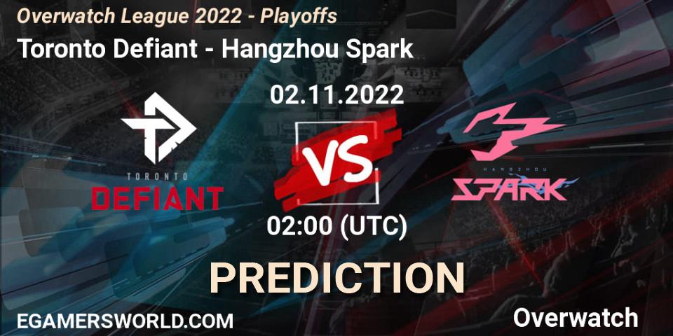 Prognose für das Spiel Toronto Defiant VS Hangzhou Spark. 02.11.22. Overwatch - Overwatch League 2022 - Playoffs