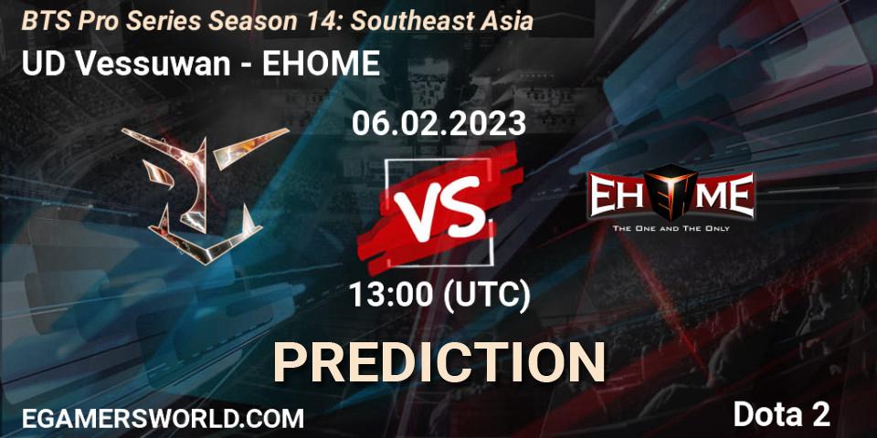 Prognose für das Spiel UD Vessuwan VS EHOME. 06.02.23. Dota 2 - BTS Pro Series Season 14: Southeast Asia
