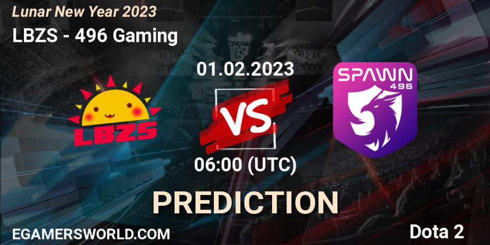 Prognose für das Spiel LBZS VS 496 Gaming. 31.01.23. Dota 2 - Lunar New Year 2023