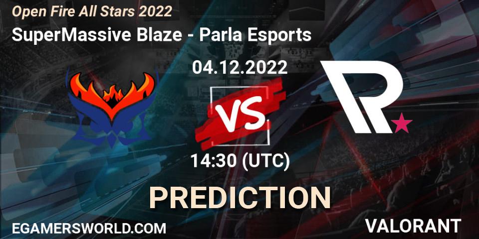 Prognose für das Spiel SuperMassive Blaze VS Parla Esports. 04.12.22. VALORANT - Open Fire All Stars 2022