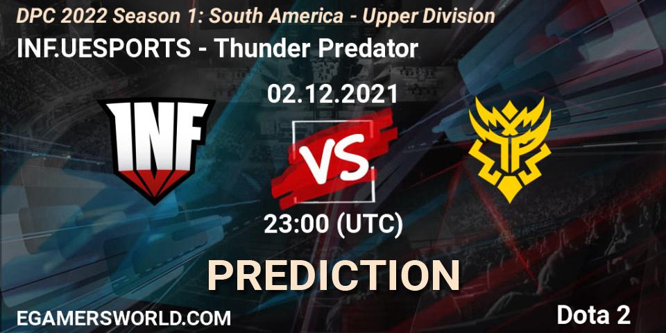 Prognose für das Spiel INF.UESPORTS VS Thunder Predator. 02.12.21. Dota 2 - DPC 2022 Season 1: South America - Upper Division