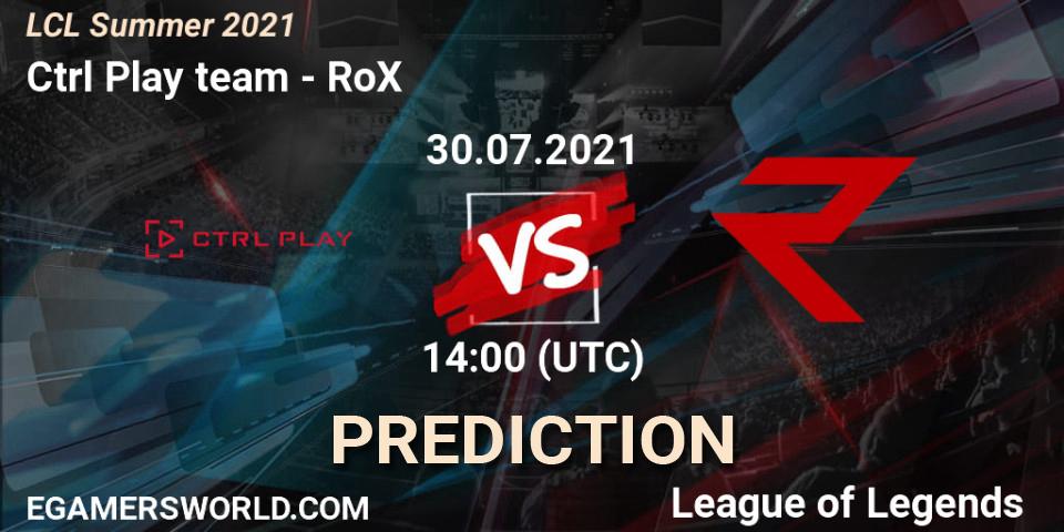 Prognose für das Spiel Ctrl Play team VS RoX. 30.07.21. LoL - LCL Summer 2021