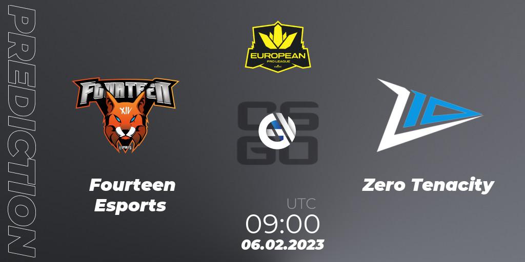 Prognose für das Spiel Fourteen Esports VS Zero Tenacity. 06.02.23. CS2 (CS:GO) - European Pro League Season 6: Division 2