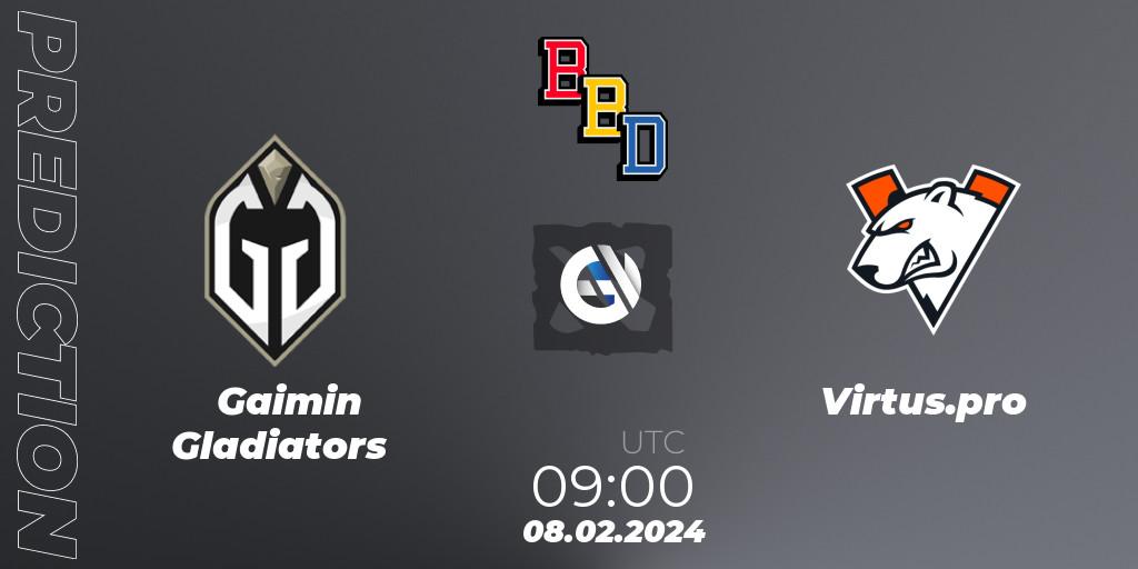 Prognose für das Spiel Gaimin Gladiators VS Virtus.pro. 08.02.24. Dota 2 - BetBoom Dacha Dubai 2024