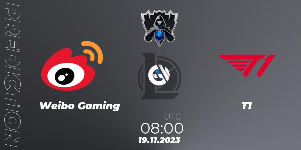 Prognose für das Spiel Weibo Gaming VS T1. 19.11.23. LoL - Worlds 2023 LoL - Finals