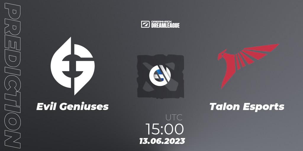 Prognose für das Spiel Evil Geniuses VS Talon Esports. 13.06.23. Dota 2 - DreamLeague Season 20 - Group Stage 1