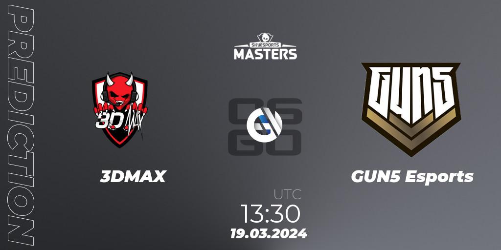 Prognose für das Spiel 3DMAX VS GUN5 Esports. 19.03.24. CS2 (CS:GO) - Skyesports Masters 2024: European Qualifier