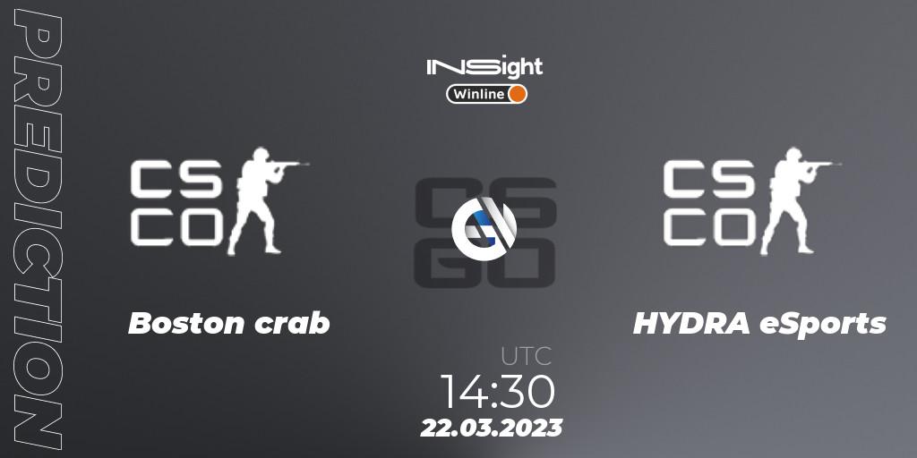 Prognose für das Spiel Boston crab VS HYDRA eSports. 22.03.23. CS2 (CS:GO) - Winline Insight Season 3