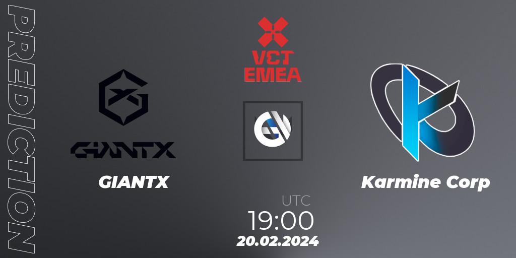 Prognose für das Spiel GIANTX VS Karmine Corp. 20.02.24. VALORANT - VCT 2024: EMEA Kickoff