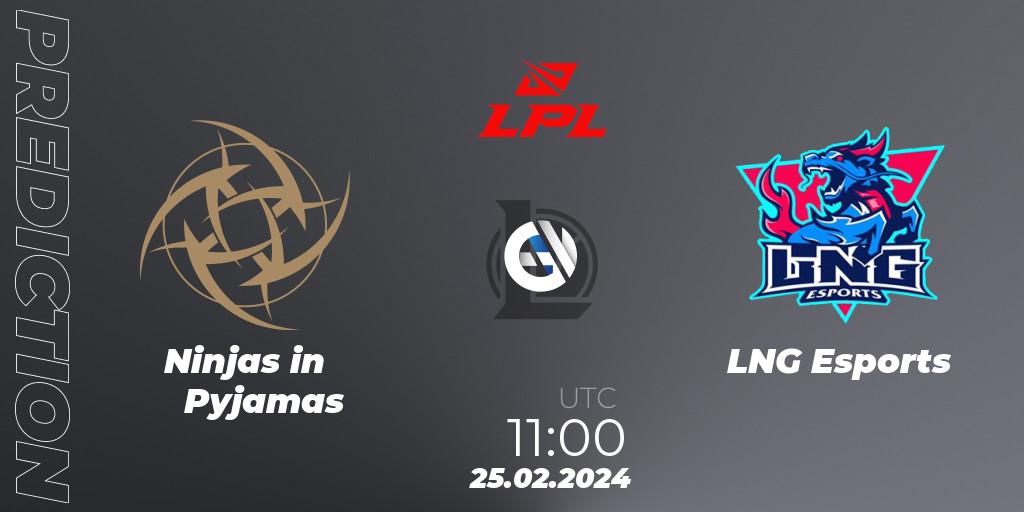 Prognose für das Spiel Ninjas in Pyjamas VS LNG Esports. 25.02.24. LoL - LPL Spring 2024 - Group Stage
