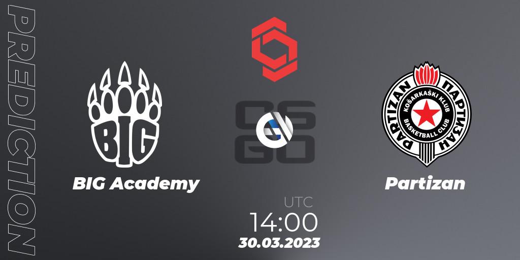 Prognose für das Spiel BIG Academy VS Partizan. 30.03.23. CS2 (CS:GO) - CCT Central Europe Series #5