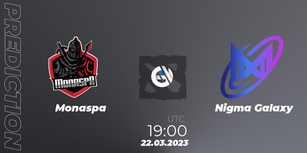 Prognose für das Spiel Monaspa VS Nigma Galaxy. 22.03.23. Dota 2 - DPC 2023 Tour 2: WEU Division I (Upper)