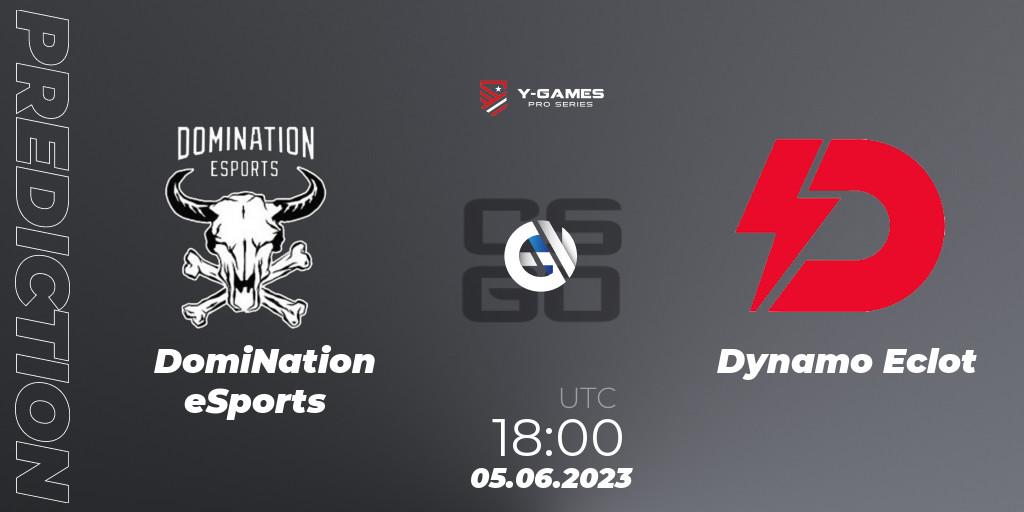 Prognose für das Spiel DomiNation eSports VS Dynamo Eclot. 05.06.23. CS2 (CS:GO) - Y-Games PRO Series 2023