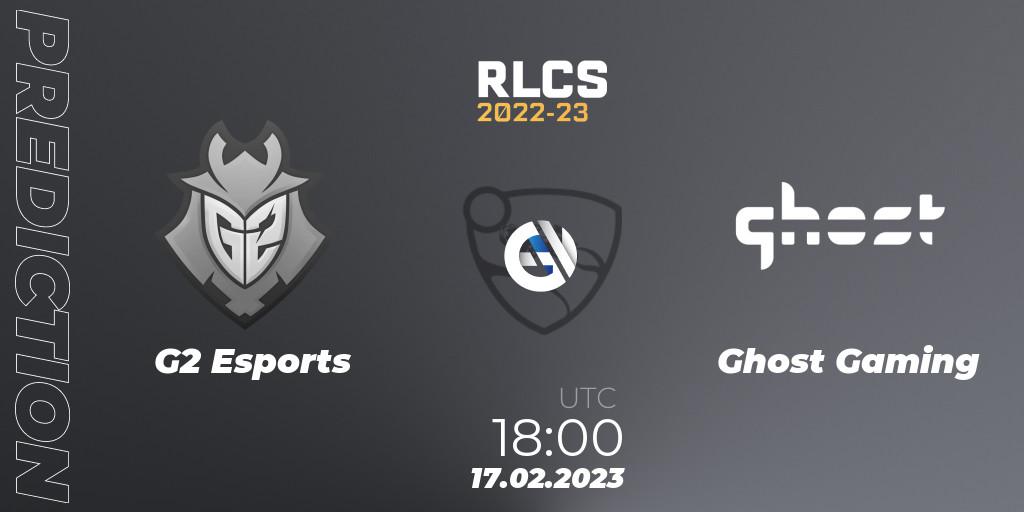 Prognose für das Spiel G2 Esports VS Ghost Gaming. 17.02.23. Rocket League - RLCS 2022-23 - Winter: North America Regional 2 - Winter Cup