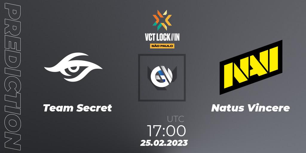Prognose für das Spiel Team Secret VS Natus Vincere. 25.02.23. VALORANT - VALORANT Champions Tour 2023: LOCK//IN São Paulo