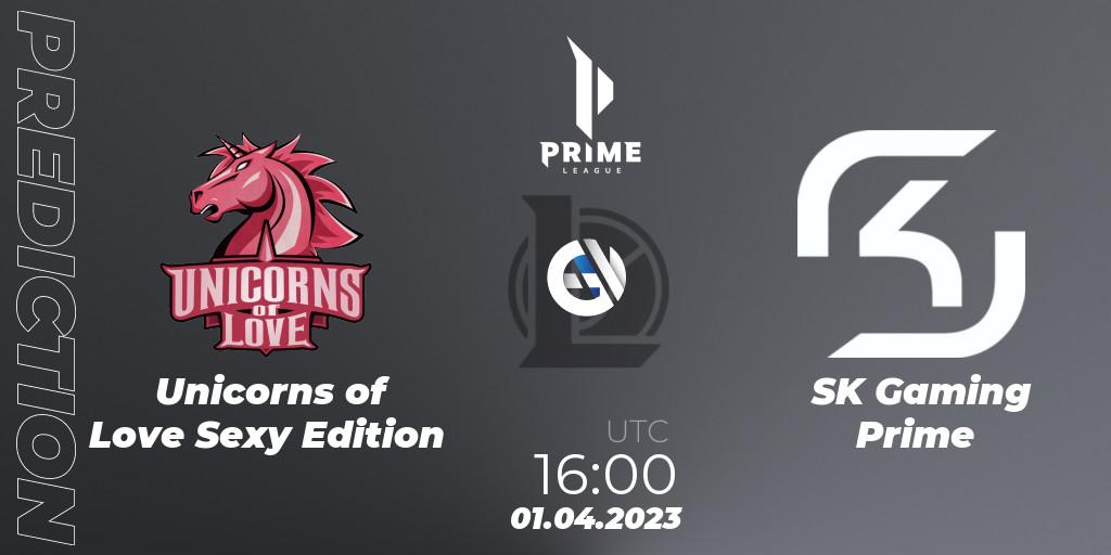 Prognose für das Spiel Unicorns of Love Sexy Edition VS SK Gaming Prime. 01.04.23. LoL - Prime League Spring 2023 - Playoffs