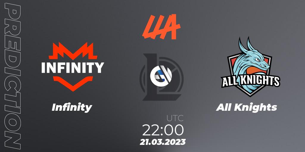 Prognose für das Spiel Infinity VS All Knights. 21.03.23. LoL - LLA Opening 2023 - Playoffs