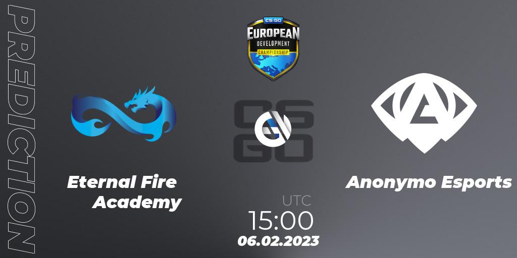 Prognose für das Spiel Eternal Fire Academy VS Anonymo Esports. 12.02.23. CS2 (CS:GO) - European Development Championship 7 Closed Qualifier