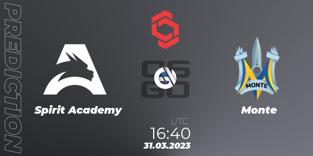 Prognose für das Spiel Spirit Academy VS Monte. 31.03.23. CS2 (CS:GO) - CCT Central Europe Series #5