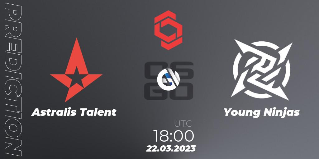 Prognose für das Spiel Astralis Talent VS Young Ninjas. 22.03.23. CS2 (CS:GO) - CCT Central Europe Series #5