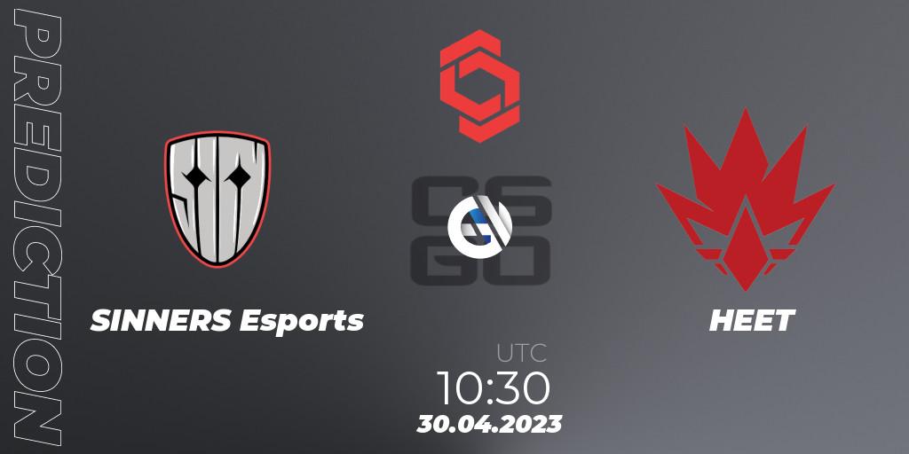 Prognose für das Spiel SINNERS Esports VS HEET. 30.04.23. CS2 (CS:GO) - CCT Central Europe Series #6