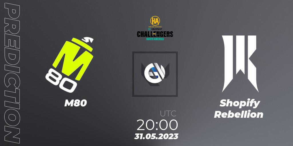 Prognose für das Spiel M80 VS Shopify Rebellion. 31.05.23. VALORANT - VALORANT Challengers 2023: North America Challenger Playoffs