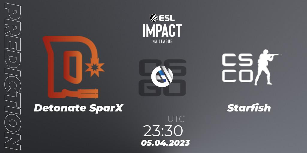 Prognose für das Spiel Detonate SparX VS Starfish. 05.04.23. CS2 (CS:GO) - ESL Impact League Season 3: North American Division