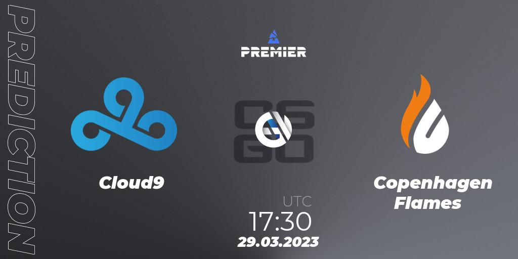 Prognose für das Spiel Cloud9 VS Copenhagen Flames. 29.03.23. CS2 (CS:GO) - BLAST Premier: Spring Showdown 2023 Europe