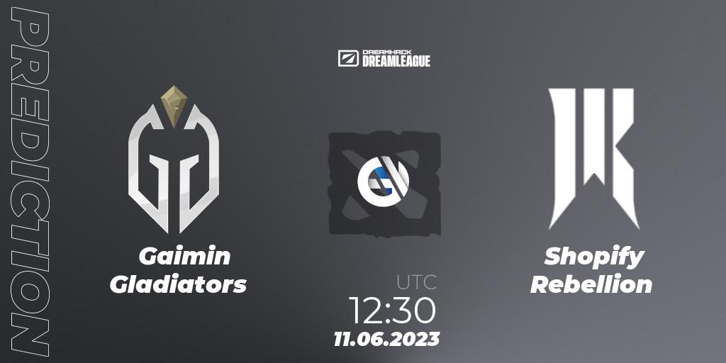 Prognose für das Spiel Gaimin Gladiators VS Shopify Rebellion. 11.06.23. Dota 2 - DreamLeague Season 20 - Group Stage 1