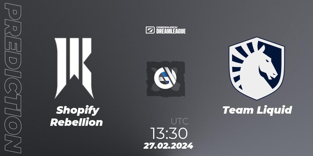 Prognose für das Spiel Shopify Rebellion VS Team Liquid. 27.02.24. Dota 2 - DreamLeague Season 22
