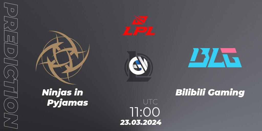 Prognose für das Spiel Ninjas in Pyjamas VS Bilibili Gaming. 23.03.24. LoL - LPL Spring 2024 - Group Stage