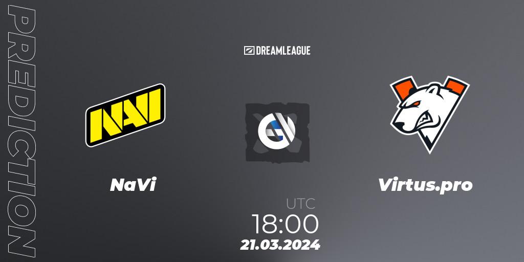 Prognose für das Spiel NaVi VS Virtus.pro. 21.03.24. Dota 2 - DreamLeague Season 23: Eastern Europe Closed Qualifier