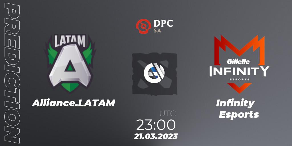 Prognose für das Spiel Alliance.LATAM VS Infinity Esports. 21.03.23. Dota 2 - DPC 2023 Tour 2: SA Division I (Upper)