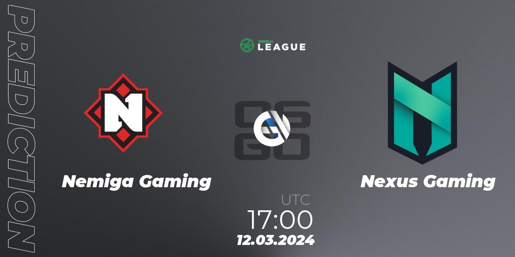 Prognose für das Spiel Nemiga Gaming VS Nexus Gaming. 12.03.24. CS2 (CS:GO) - ESEA Season 48: Advanced Division - Europe