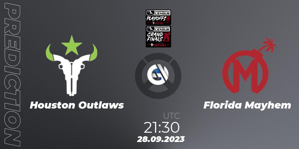 Prognose für das Spiel Houston Outlaws VS Florida Mayhem. 28.09.23. Overwatch - Overwatch League 2023 - Playoffs