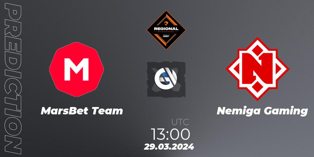 Prognose für das Spiel MarsBet Team VS Nemiga Gaming. 29.03.24. Dota 2 - RES Regional Series: EU #1