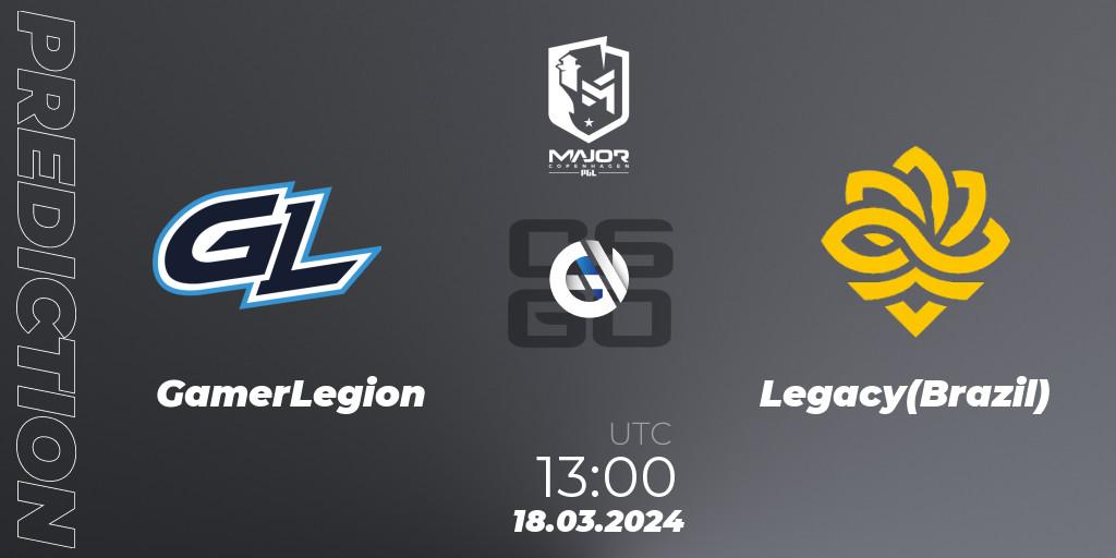 Prognose für das Spiel GamerLegion VS Legacy(Brazil). 18.03.24. CS2 (CS:GO) - PGL CS2 Major Copenhagen 2024 Challengers Stage