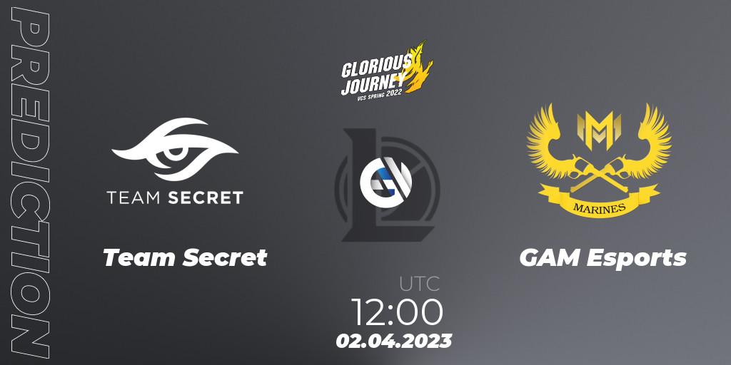 Prognose für das Spiel Team Secret VS GAM Esports. 02.04.23. LoL - VCS Spring 2023 - Group Stage
