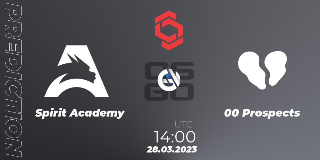 Prognose für das Spiel Spirit Academy VS 00 Prospects. 28.03.23. CS2 (CS:GO) - CCT Central Europe Series #5