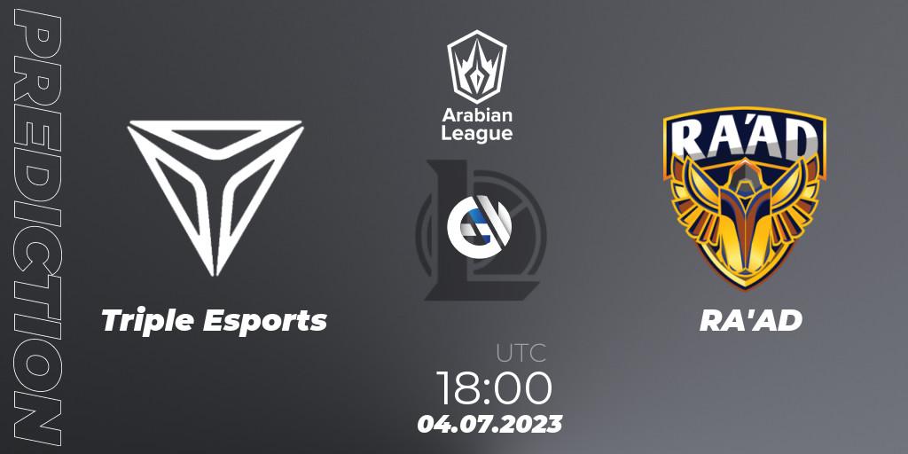 Prognose für das Spiel Triple Esports VS RA'AD. 04.07.23. LoL - Arabian League Summer 2023 - Group Stage