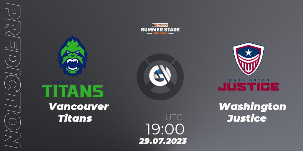 Prognose für das Spiel Vancouver Titans VS Washington Justice. 29.07.23. Overwatch - Overwatch League 2023 - Summer Stage Qualifiers