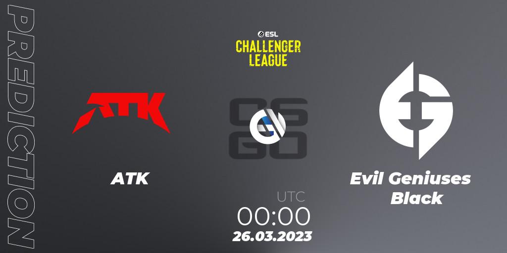 Prognose für das Spiel ATK VS Evil Geniuses Black. 26.03.23. CS2 (CS:GO) - ESL Challenger League Season 44: North America